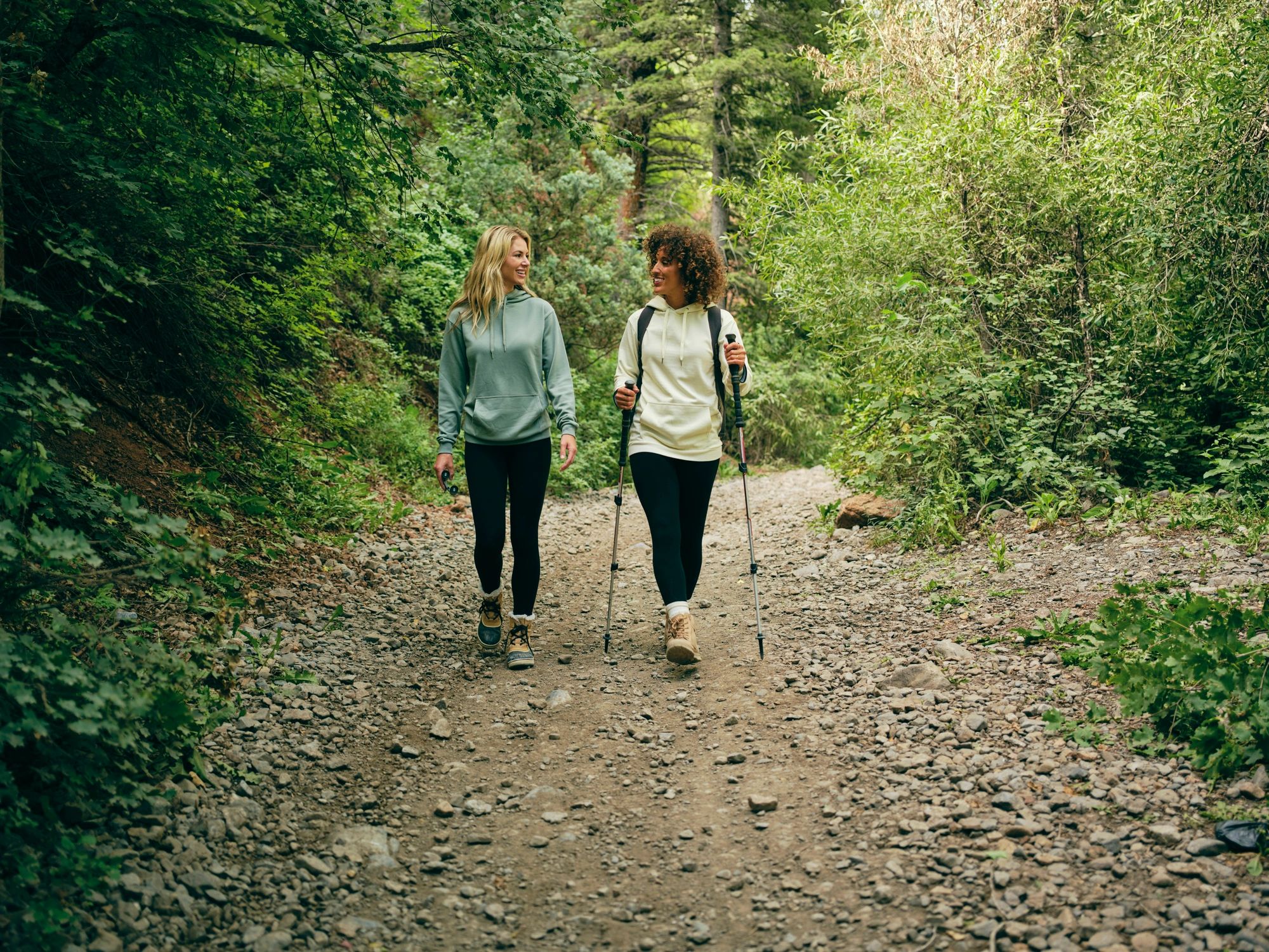 Friends hiking together outdoors
